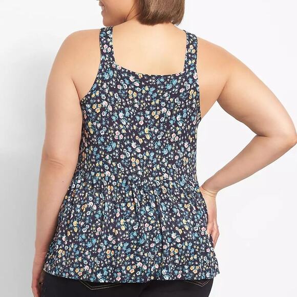 Lane Bryant Sleeveless Square Neck Floral Peplum Tank Top Size 26/28 Plus New - Picture 2 of 15